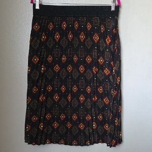 LuLaRoe Black and Orange Geometric A-Line Skirt